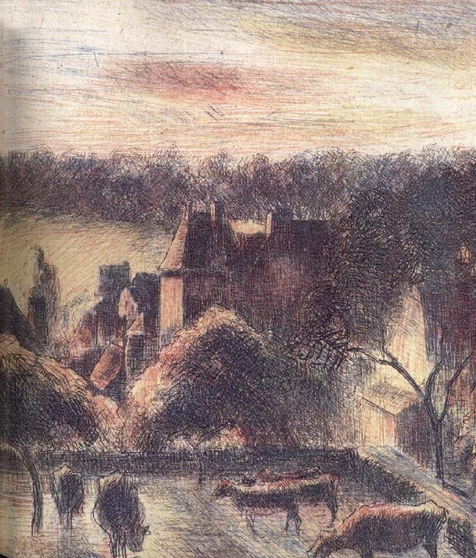 Camille Pissarro Church and farm at Eragny-sur-Epte oil painting image